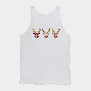 Christmas Tartan Reindeer Smiling Rudolph Tank Top